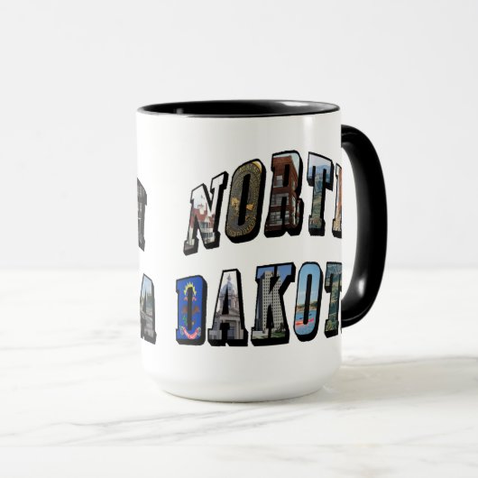North Dakota Afbeelding Text Mok (Voorkant rechts)