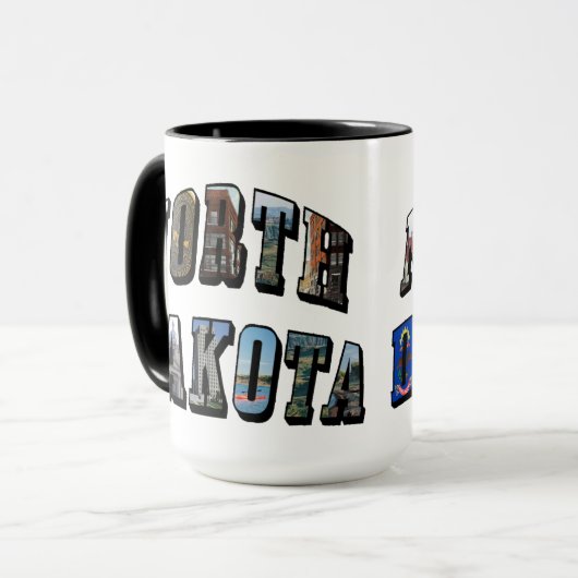 North Dakota Afbeelding Text Mok (Voorkant links)