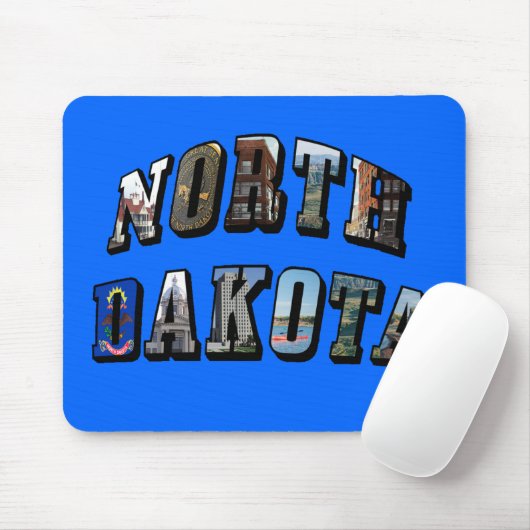 North Dakota Afbeelding Text Muismat (Met muis)