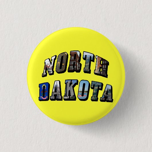 North Dakota Afbeelding Text Ronde Button 3,2 Cm (Voorkant)