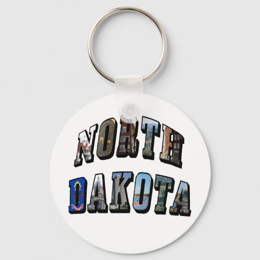 North Dakota Afbeelding Text Sleutelhanger (Voorkant)