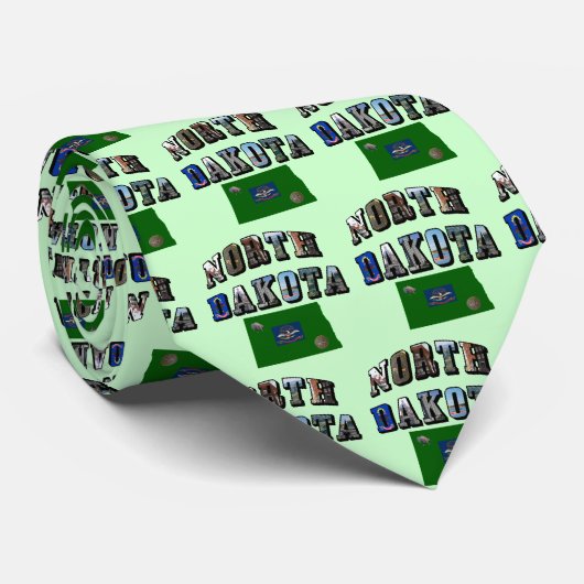 North Dakota Afbeelding Text Stropdas (Opgerold)