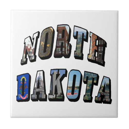 North Dakota Afbeelding Text Tegeltje (Voorkant)