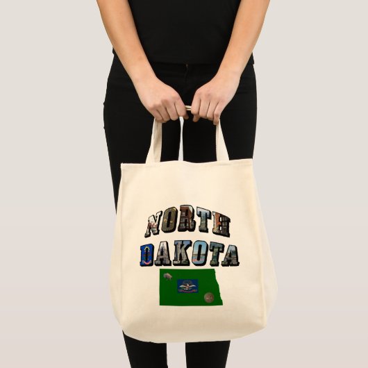 North Dakota Afbeelding Text Tote Bag (Voorkant (product))