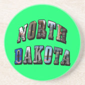 North Dakota Afbeelding Text Zandsteen Onderzetter (Voorkant)