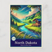 North Dakota | Anime Style Cel Shaded Briefkaart (Voorkant)