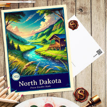 North Dakota | Anime Style Cel Shaded Briefkaart