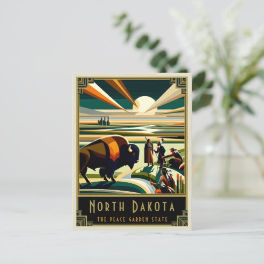 North Dakota | Art. Deco Briefkaart (Staand voorkant)