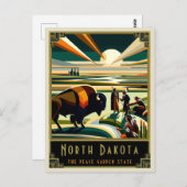 North Dakota | Art. Deco Briefkaart (Voorkant / Achterkant)