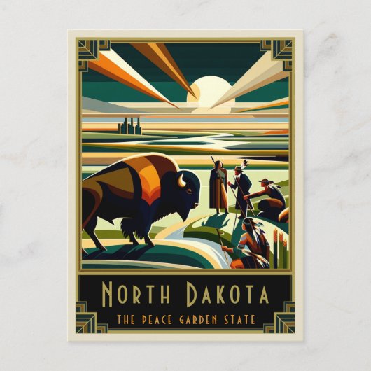 North Dakota | Art. Deco Briefkaart (Voorkant)