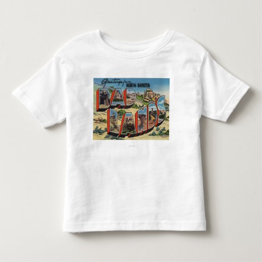 North Dakota - Badlands - Grote letterscènes Kinder Shirts (Voorkant)