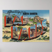 North Dakota - Badlands - Grote lettertjes Poster (Voorkant)