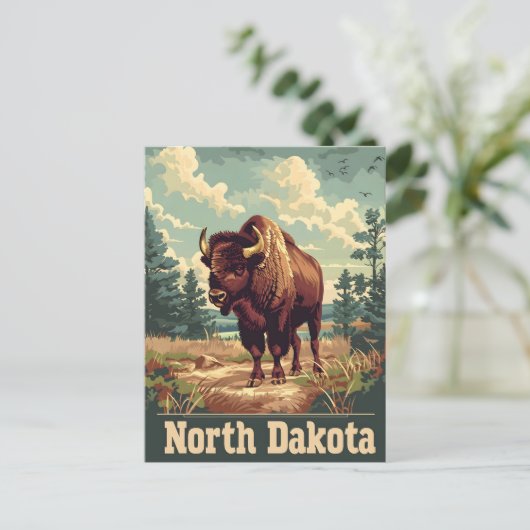 North Dakota Bison  Briefkaart (Staand voorkant)