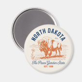 North Dakota Bison | The Peace Garden State Magneet (Voorkant / Achterkant)