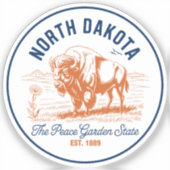North Dakota Bison | The Peace Garden State Sticker (Voorkant)