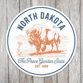 North Dakota Bison | The Peace Garden State Sticker