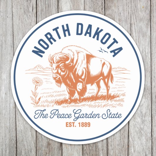 North Dakota Bison | The Peace Garden State Sticker