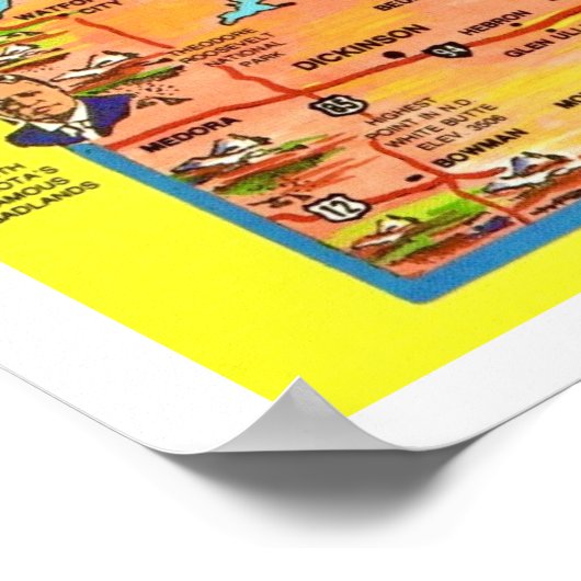  North Dakota Briefkaart Print (Hoek)