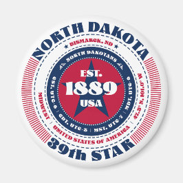 North Dakota Circle Typografie Souvenir Magneet