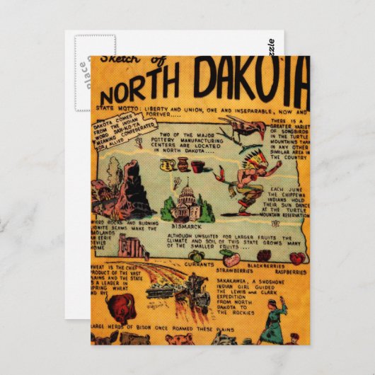 North Dakota Comic Book Briefkaart (Voorkant / Achterkant)