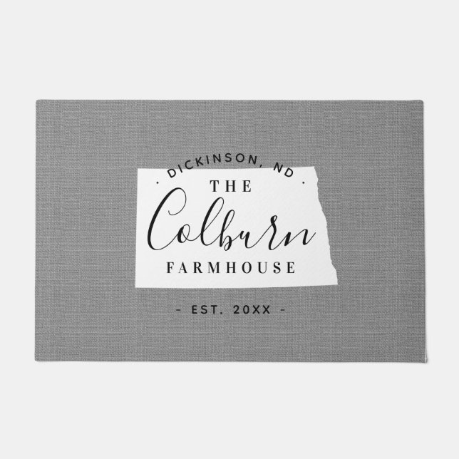 North Dakota Familie Monogram Staat Doormat Deurmat (Voorkant)