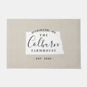 North Dakota Familie Monogram Staat Doormat Deurmat (Voorkant)