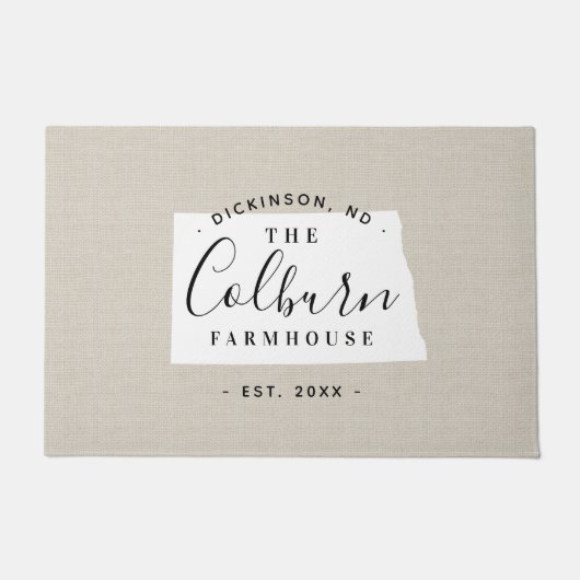 North Dakota Familie Monogram Staat Doormat Deurmat (Voorkant)