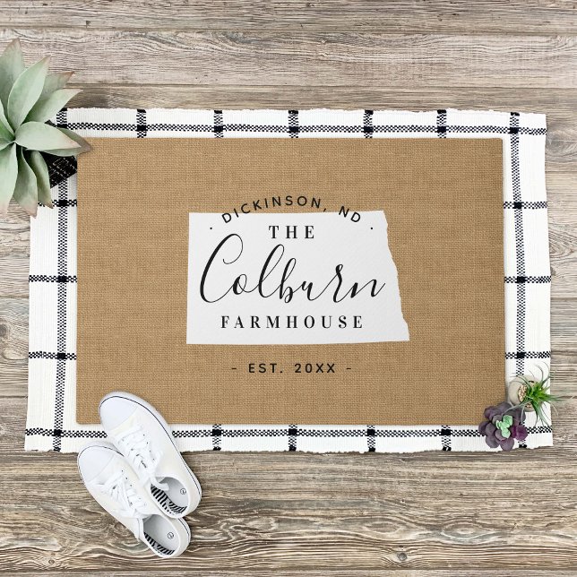 North Dakota Familie Monogram Staat Doormat Deurmat (Creator heeft geüpload)