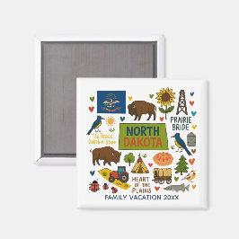 North Dakota Family Trip Keepsake Personalized Magneet
