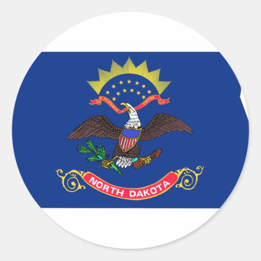 North Dakota Flag Map Ronde Sticker (Voorkant)