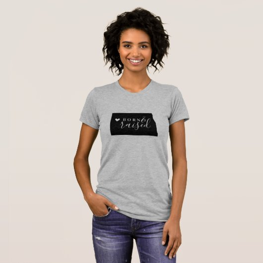 North Dakota geboren en getogen staat T-shirt (Voorkant volledig)