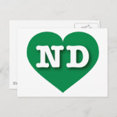 North Dakota Green Heart - Ik hou van ND Briefkaart (Voorkant / Achterkant)