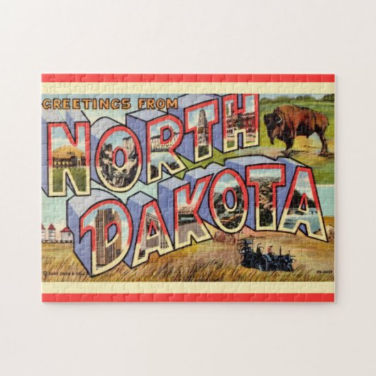North Dakota Groeten 11x14 Briefkaart Legpuzzel (Horizontaal)