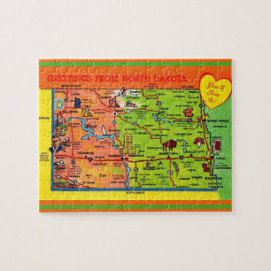 North Dakota Groeten Briefkaart Jigsaw Puzzel