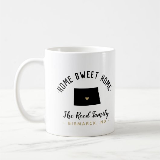 North Dakota Home Sweet Home Familie Monogram Mok (Links)