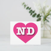North Dakota Hot Pink Heart - Ik hou van ND Briefkaart (Staand voorkant)