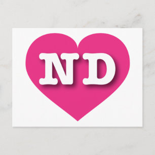 North Dakota Hot Pink Heart - Ik hou van ND Briefkaart