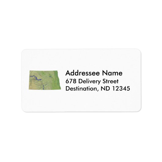 North Dakota Kaart Adreslabel Etiket (Voorkant)