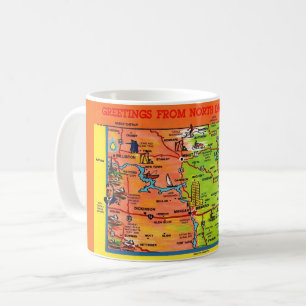 North Dakota kleurrijke geïllustreerde kaart Mok