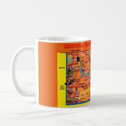 North Dakota kleurrijke geïllustreerde kaart Mok (Links)