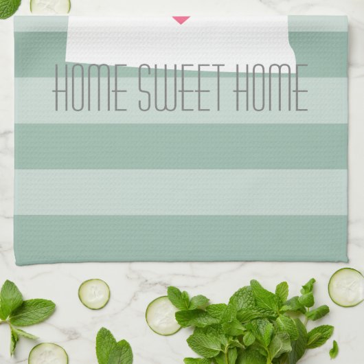 North Dakota Map Home State Love met Custom Heart Theedoek (Gevouwen)