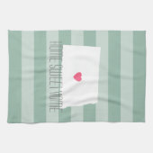 North Dakota Map Home State Love met Custom Heart Theedoek (Horizontaal)