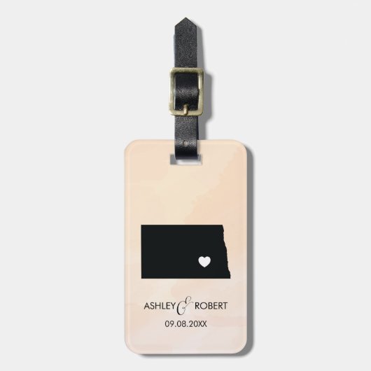 North Dakota Map Wedding Bagagelabel, Gift Bagagelabel (Voorkant verticaal)
