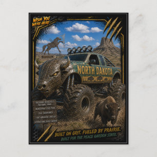 North Dakota Monster Truck Off Road Kunst Briefkaart