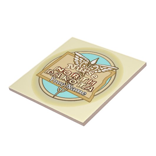 North Dakota Nurse Caduceus Tile Tegeltje (Zijkant)