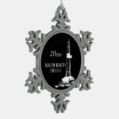 North Dakota Oilfield Datum Tin Sneeuwvlok Ornament (Links)