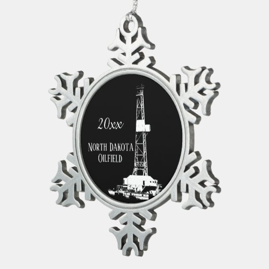 North Dakota Oilfield Datum Tin Sneeuwvlok Ornament (Rechts)