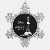 North Dakota Oilfield Datum Tin Sneeuwvlok Ornament (Voorkant)