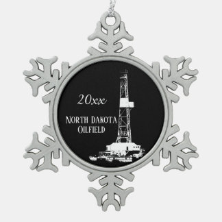 North Dakota Oilfield Datum Tin Sneeuwvlok Ornament