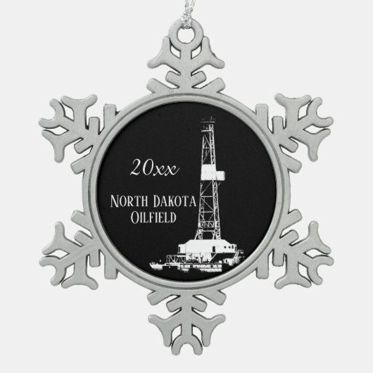 North Dakota Oilfield Datum Tin Sneeuwvlok Ornament (Voorkant)